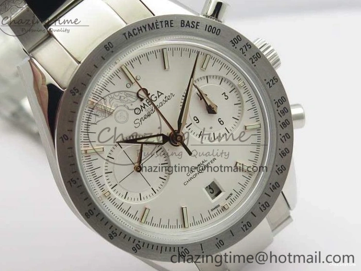 0718 Speedmaster ’57 Co-Axial OMF 1:1 Best Edition White Dial RG Markers On SS Bracelet A Elegant 8144